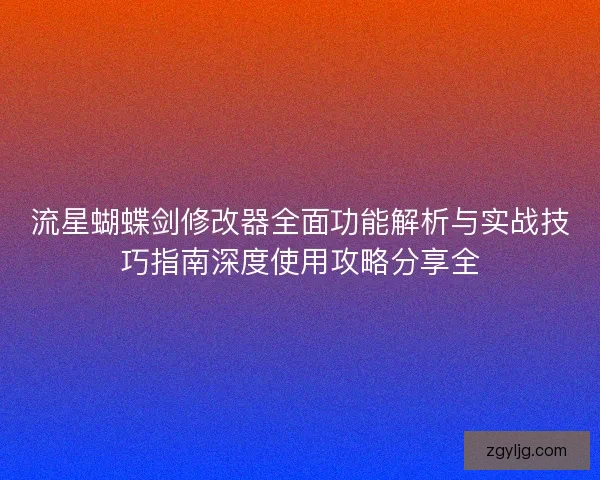 流星蝴蝶剑修改器全面功能解析与实战技巧指南深度使用攻略分享全